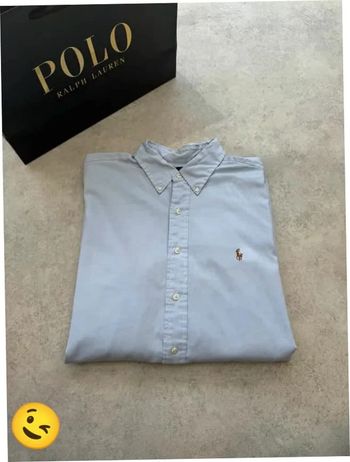 Chemise Ralph Lauren manche longue Taille L bleu Homme Men CHE16