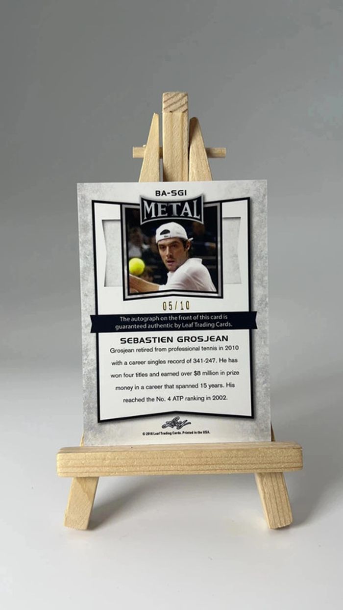 2016 Leaf Metal Tennis Sébastien Grosjean rose Auto 5/10 - photo numéro 4