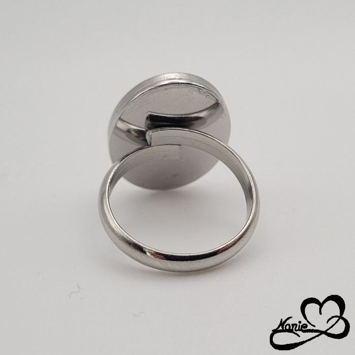 Bague ajustable ovale argentée avec deux croissants de lune - photo numéro 6