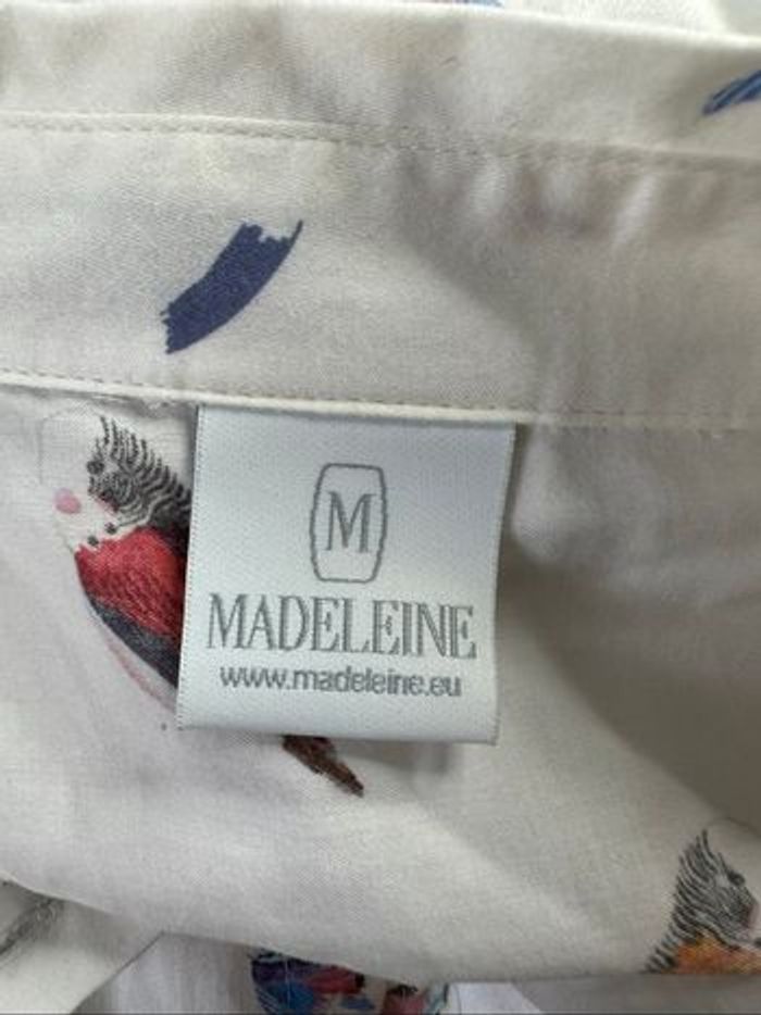 Chemisier blanc et multicolore oiseaux Madeleine T38 M - photo numéro 7