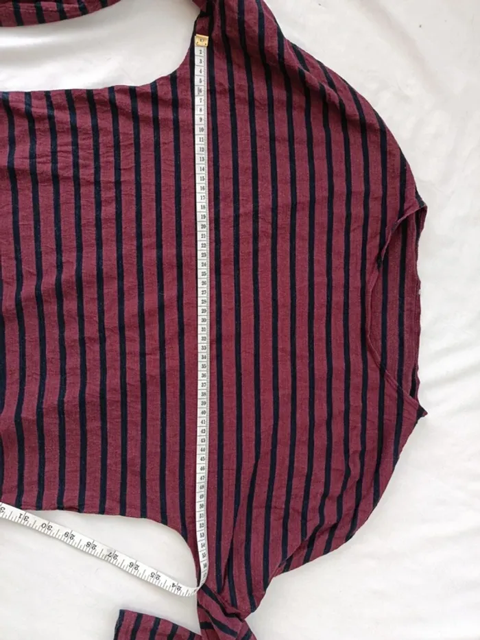 T-shirt manches 3/4 bordeaux rayé noir taille 38 - photo numéro 4