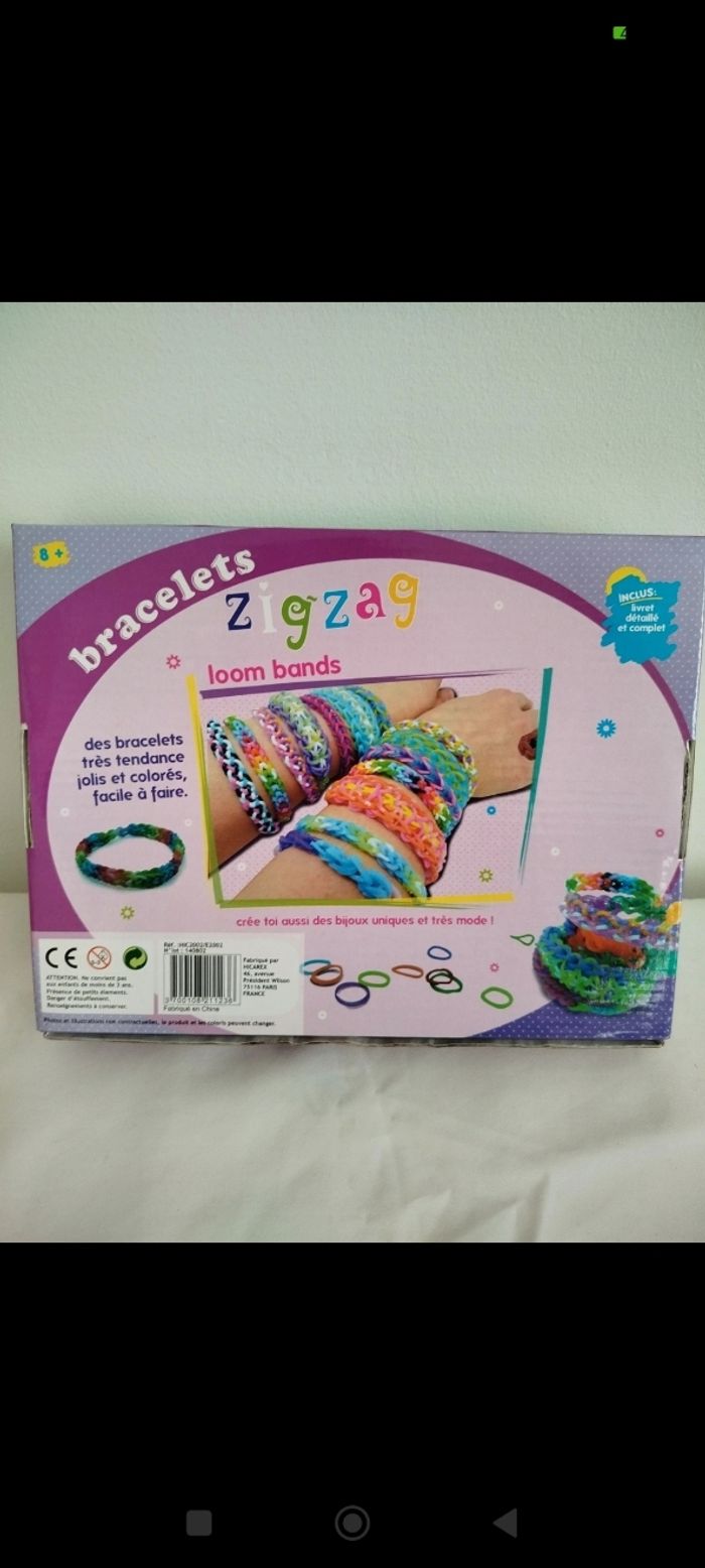 Kit de création de bracelets avec 600 élastiques multicolores et pailletés Zigzag neuf - photo numéro 2