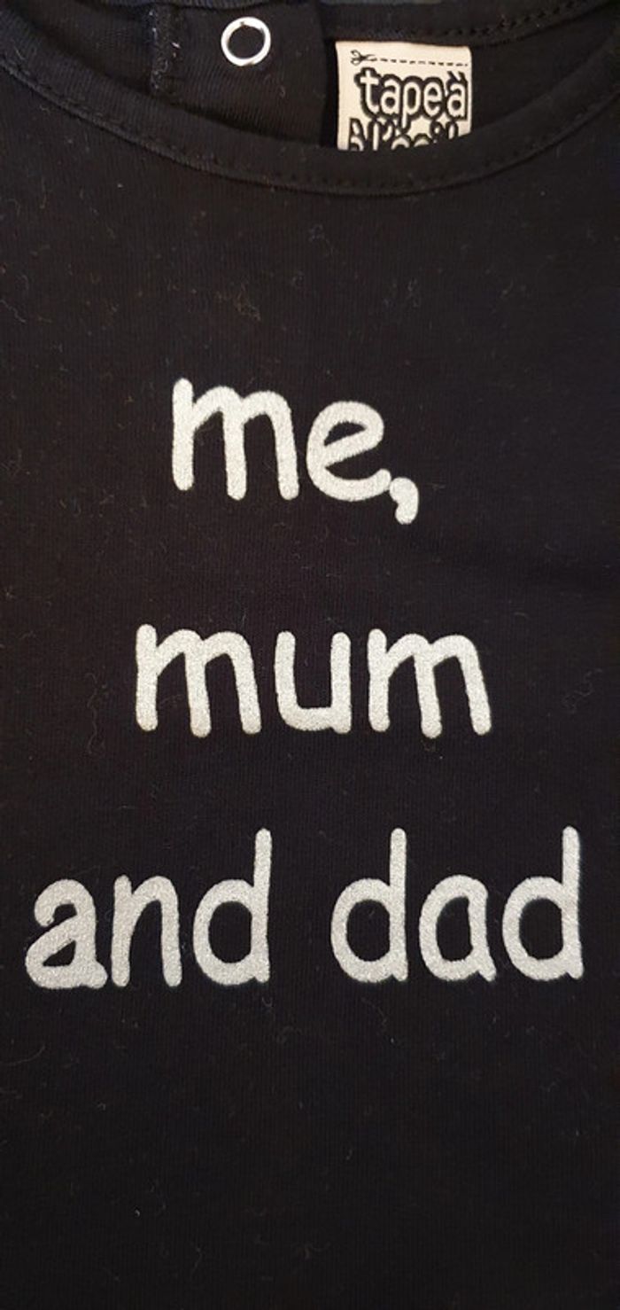 Tee-shirt noir TAO Tape à l'œil taille 6 mois en très bon état - photo numéro 3