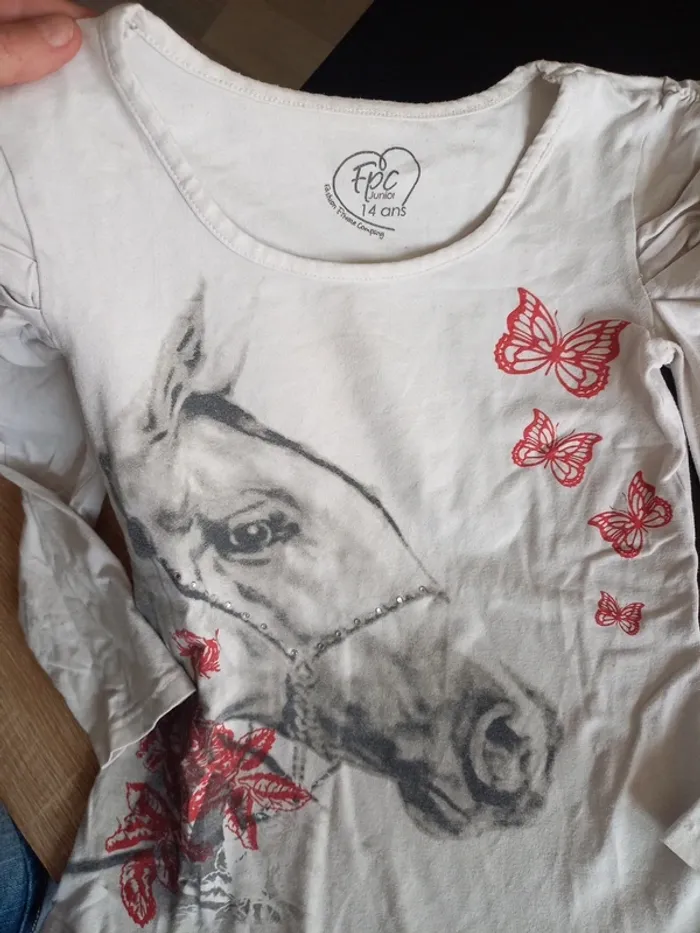 Tee-shirt manches longues blanc 12/14 ans - photo numéro 3