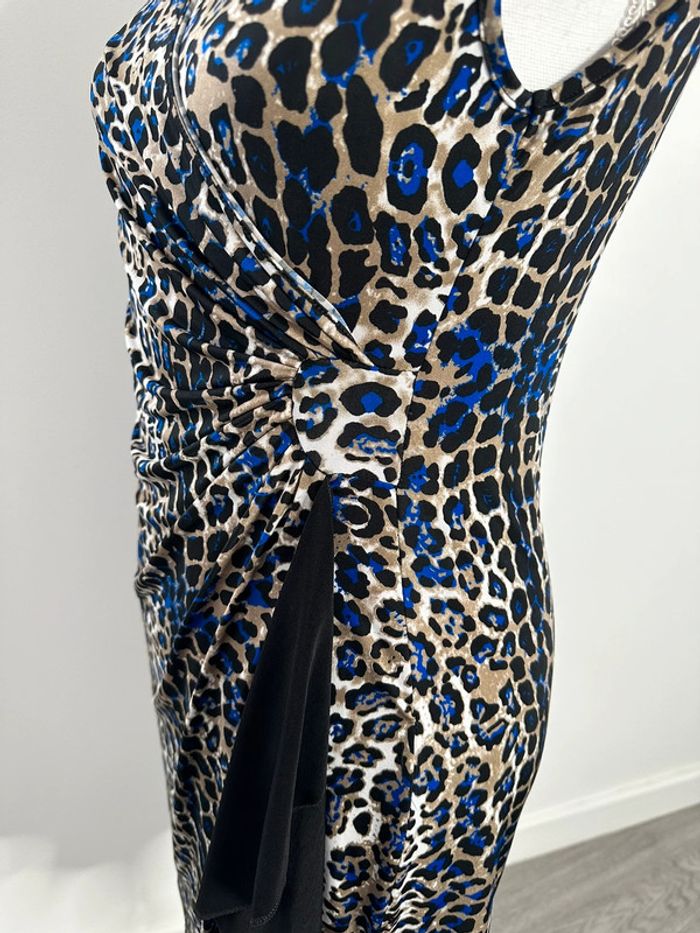 Robe drapée léopard beige et bleu roi No Excuse T38/40 M/L - photo numéro 5