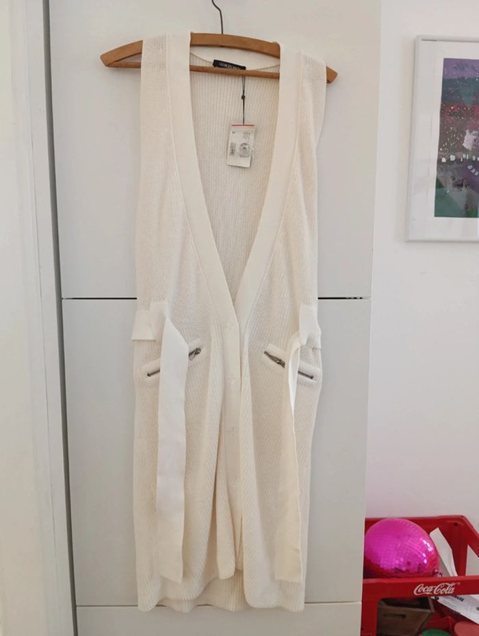 Robe / gilet maille écru ceinturé Georges Rech - photo numéro 7