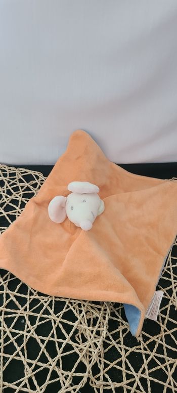 Doudou plat souris orange bleu KING BEAR