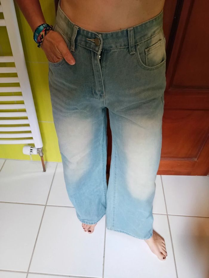 Simili Jeans femme bleu clair jambes larges Dazy - photo numéro 3