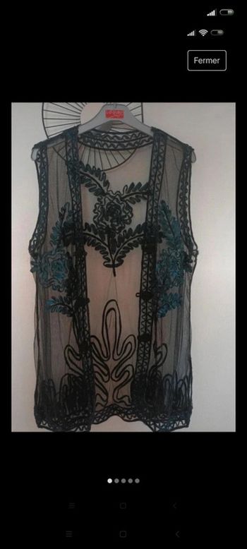 Gilet transparent noir motifs effet bleuté