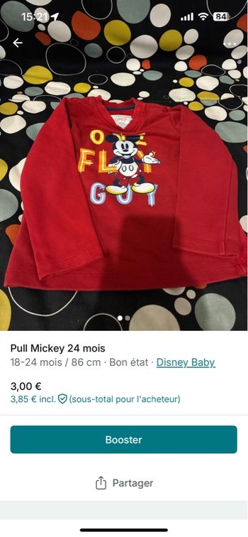 Pull Mickey 24 mois 