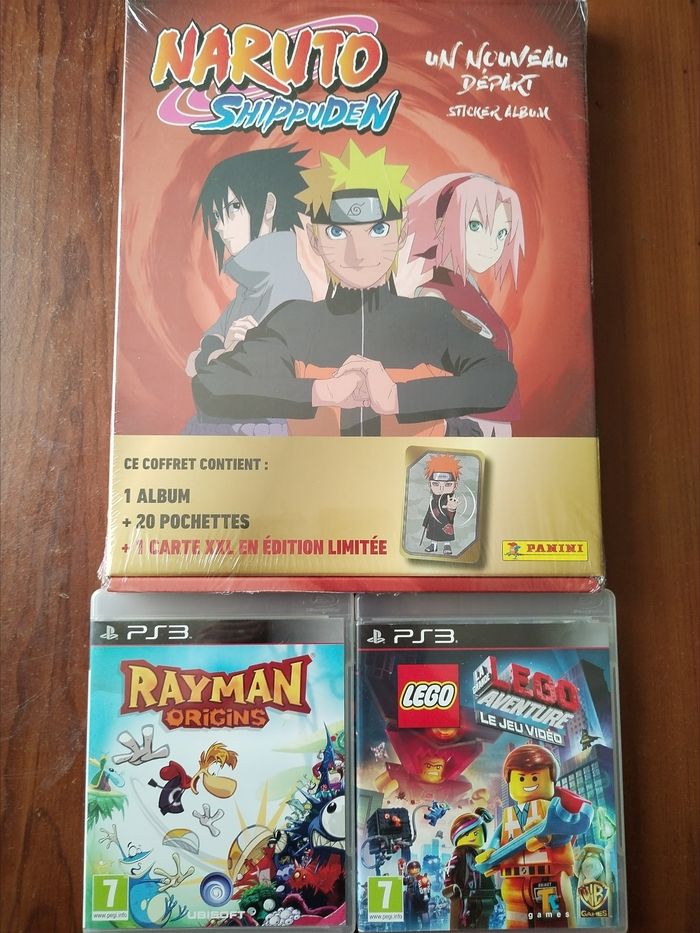 Lot 2 jeux PS3 + 1 coffret Panini Naruto (Neuf).