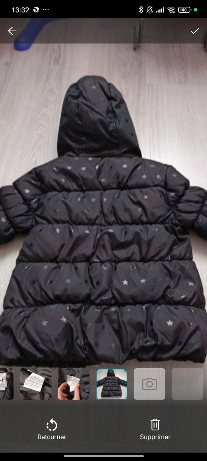 Manteau doudoune noir étoilé fille 3 ans très bon état - photo numéro 7