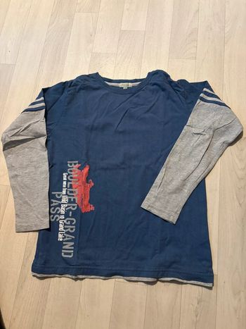 T-shirt 9/10 ans tex kids gris et bleu à manches longues très bon état