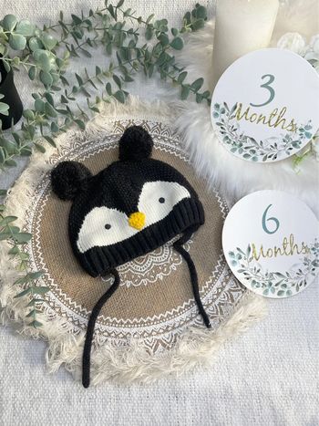 Bonnet pingouins pompom