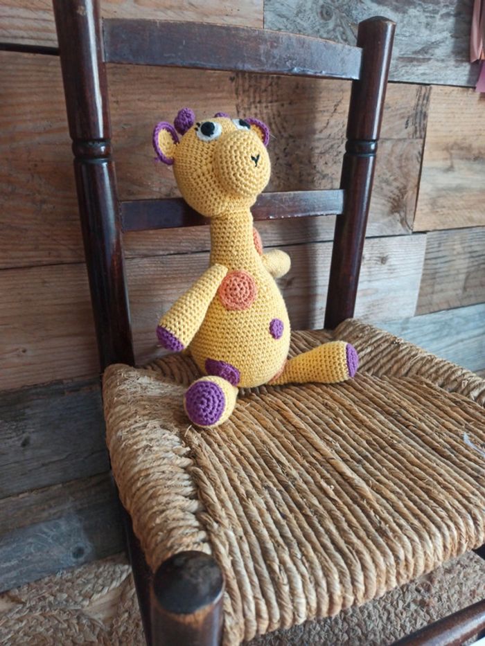 peluche tricot girafe fait main tbe - photo numéro 3