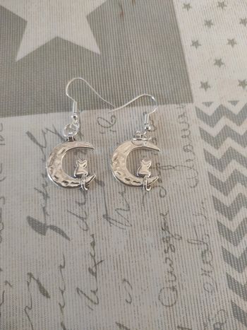 Boucles d'oreilles chat et lune