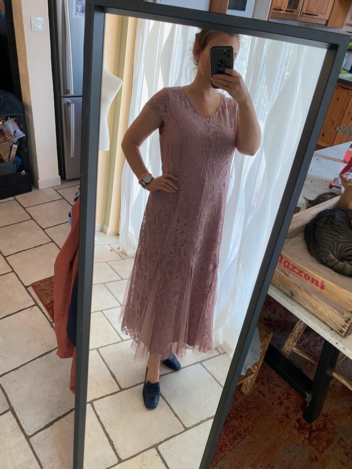 Robe longue dentelle rose Candalite XL - photo numéro 2