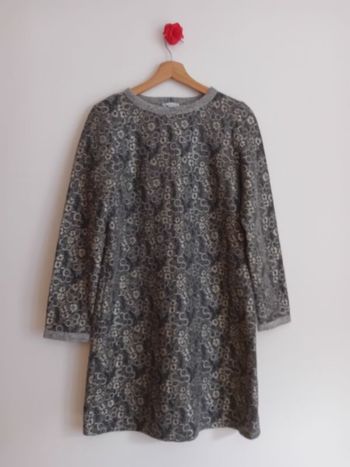 Robe hiver laine majoritaire fleurs effet argenté VOVK Taille 40