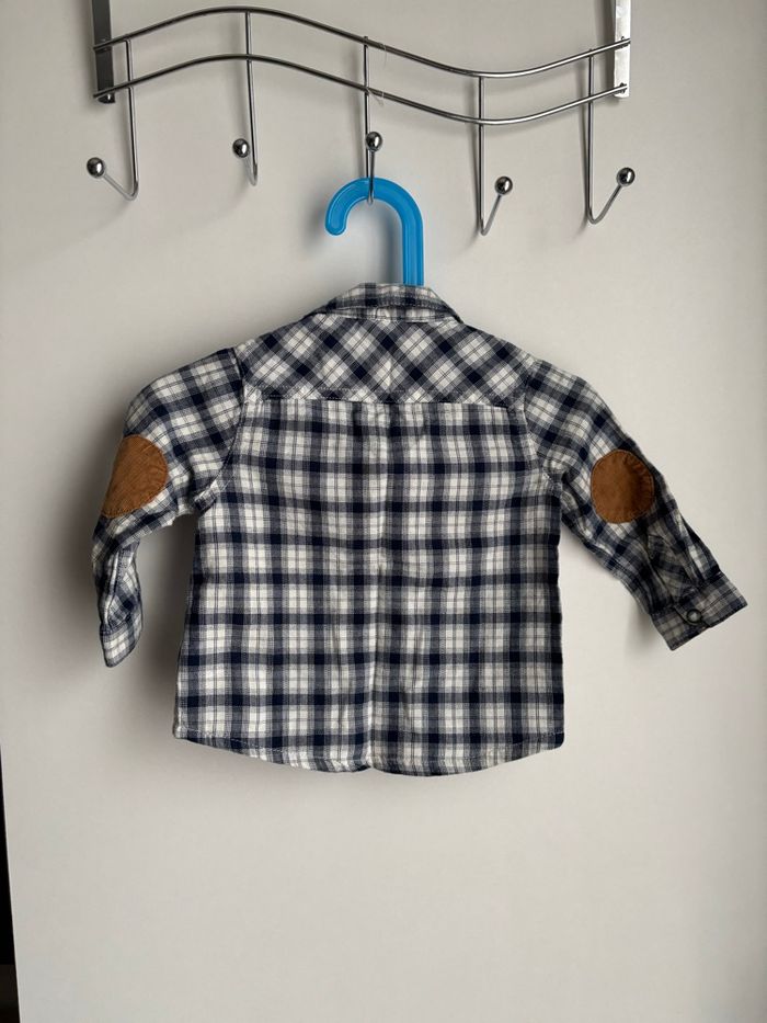 Chemise à carreau coudière en velour marron bébé garçon 9 mois sergent major - photo numéro 4