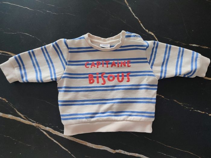 Sweat capitaine bisous bébé 6 mois tape à l'oeil