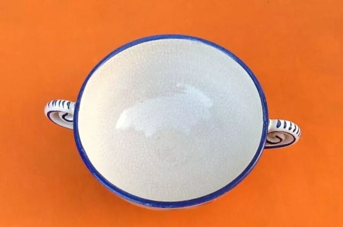 Ecuelle à bouillon sur piédouche Céramique polychrome Italienne - photo numéro 6