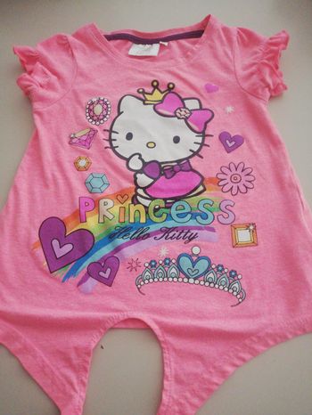 Tee shirt manche courte fille 4 ans hello kitty rose