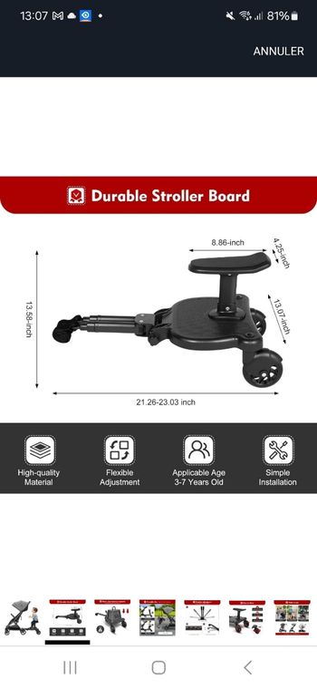 Planche a rouler pour poussette