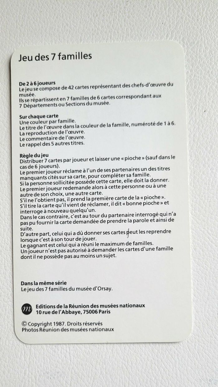 Jeu de 7 familles - Au musée du Louvre - photo numéro 2