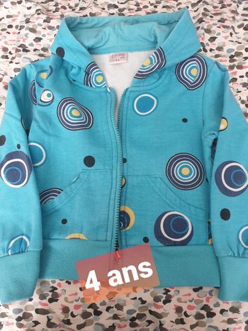Gilet sweat chaud bleu 4 ans