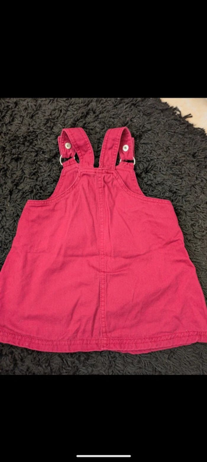 Lot robe salopettes jaune moutarde, rouge rose  12m - photo numéro 3