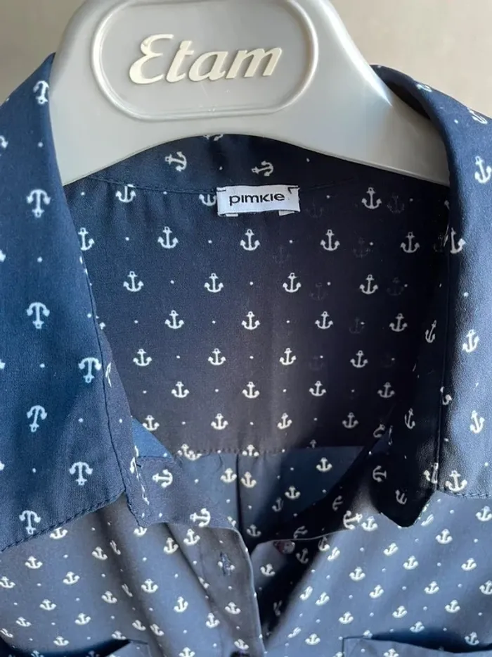 Chemise bleu marine à motifs ancres – Pimkie – Taille 36 - photo numéro 3