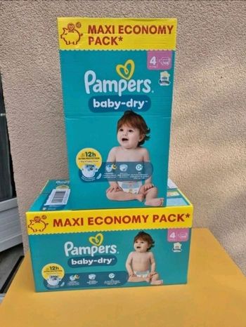 216 couches 2 maxi pack pampers baby dry envoi sous 24h