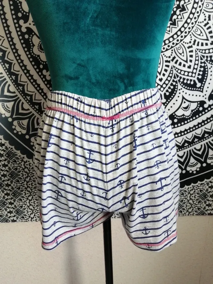 Ensemble de pyjama débardeur et short gris rayé à motifs ancres marines / little with you / (S-M) - photo numéro 7