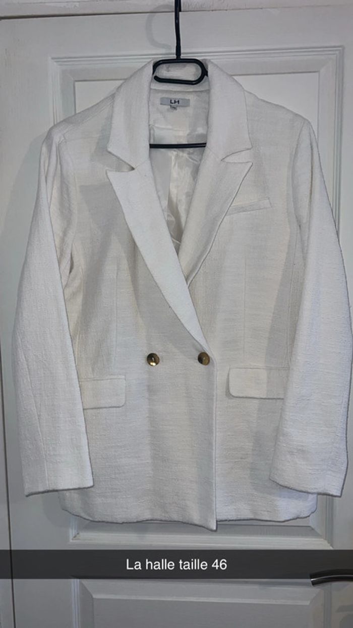 Blazer façon tweed blanc