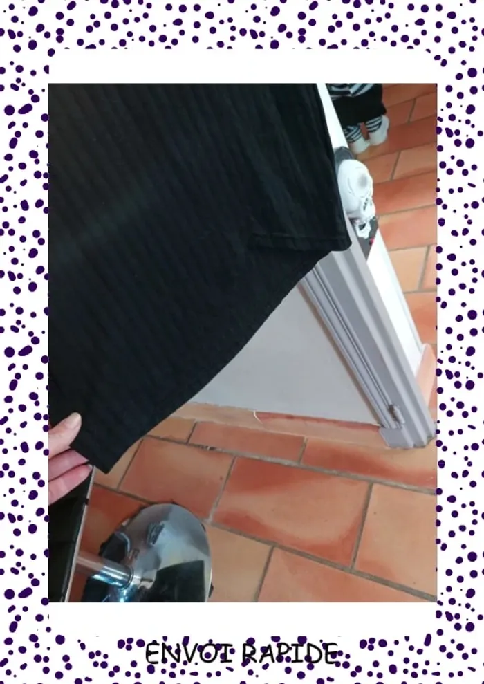 Robe noir moulante, côtelé en coton polyester, épaule dénudé - photo numéro 6