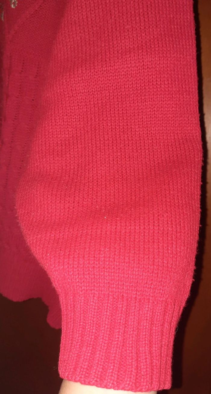 Pull rouge Vintage fleuri - photo numéro 3