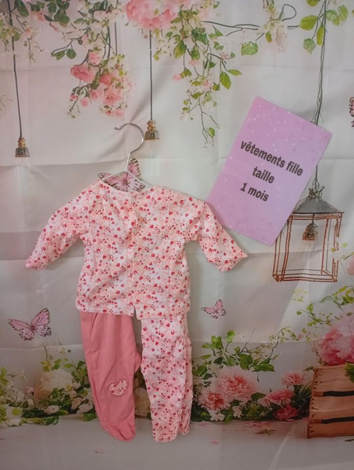 Ensemble 3 pce ( tee-shirt manches longues + 2 leggings ) Vertbaudet rose taille 1 mois / 56 cm - photo numéro 3