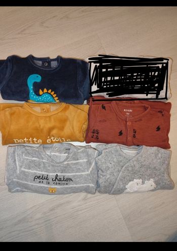Lot de 5 pyjamas garçon taille 1 mois