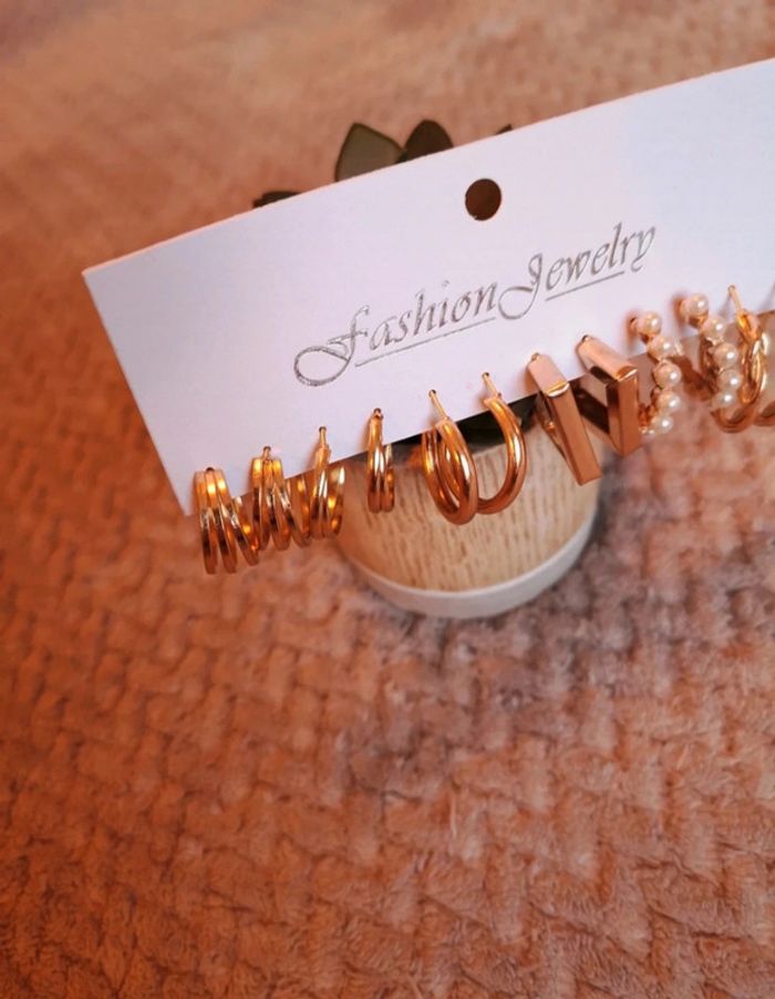 Lot de 6 Paires de Boucles d’Oreilles – Style Créoles Dorées - photo numéro 2