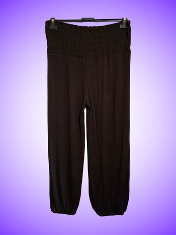 Pantalon Sarouel Marron Fluide – Taille Smockée – Bas Resserré – Viscose – Très Bon État