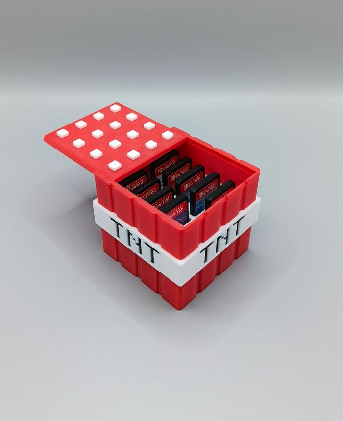 Boite rangement jeux Nintendo Switch style Minecraft tnt