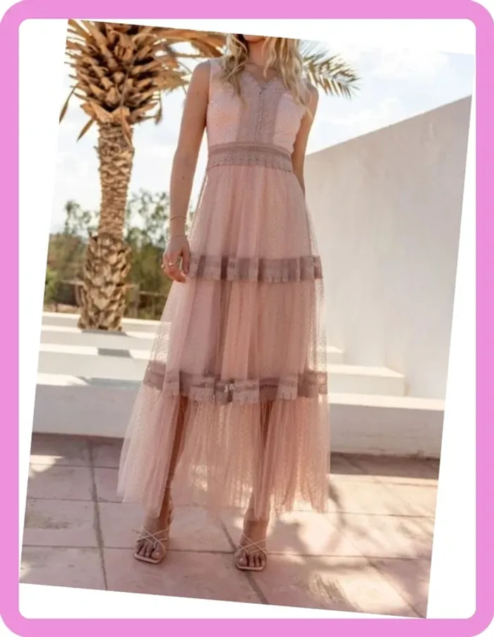 Robe longue en tulle plumetis 🌸 Taille S (36/38) - Neuve avec étiquette - photo numéro 12