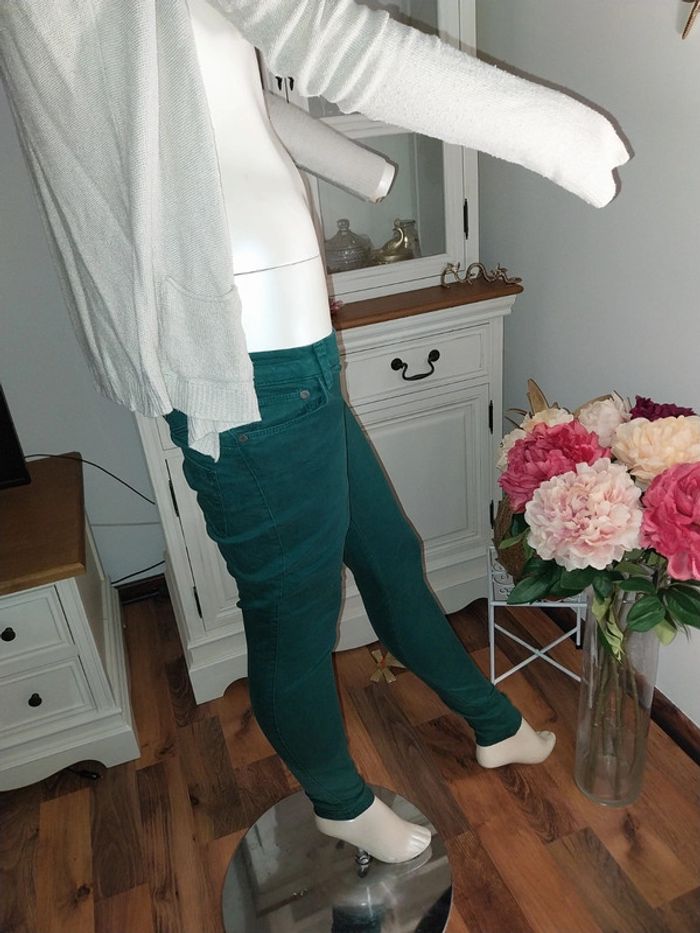 Pantalon skinny denim vert sapin état neuf Taille 34 Denim Co by Primark - photo numéro 5
