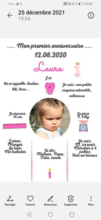 Affiche personnalisée premier anniversaire