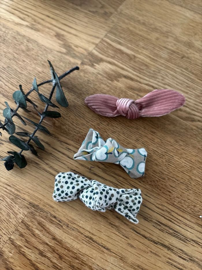 Lot barrettes noeud tissu - photo numéro 2