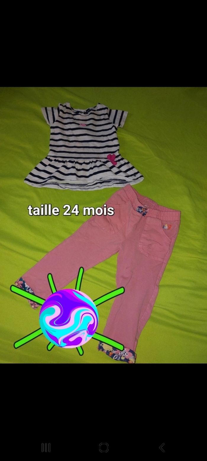 Lot tunique style marinière et pantalon rose
