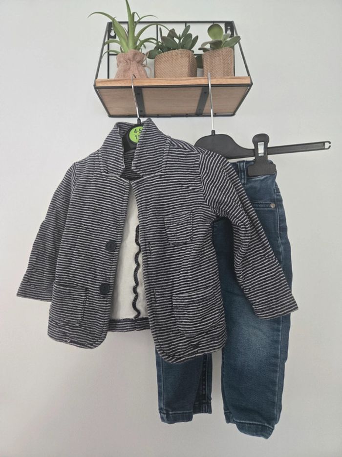 Ensemble veste et jean / H&M et 3 pommes 80 cm 👦