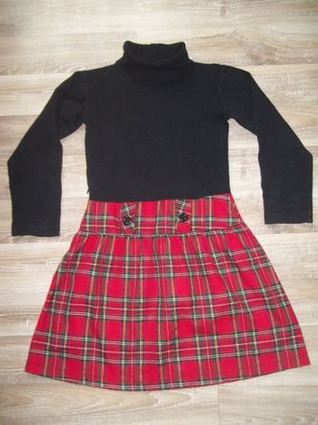 Robe (2) 2 en 1 noir et écossais rouge Influx 8 ans