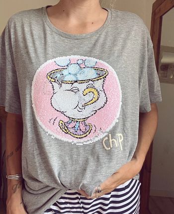 T-shirt Disney gris sequins réversibles – personnage Zip Disney