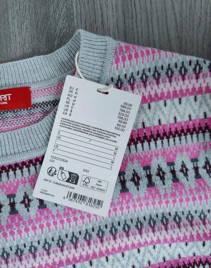 💎 Pull d'hiver graphique • 40/L Esprit • Neuf avec étiquette 💎 - photo numéro 6